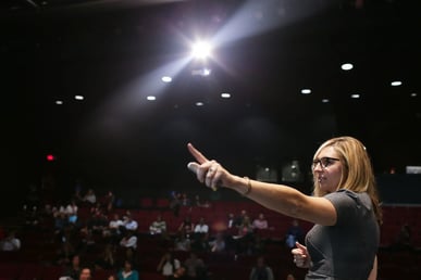 Collegewise counselor presenting seminar to high school students.